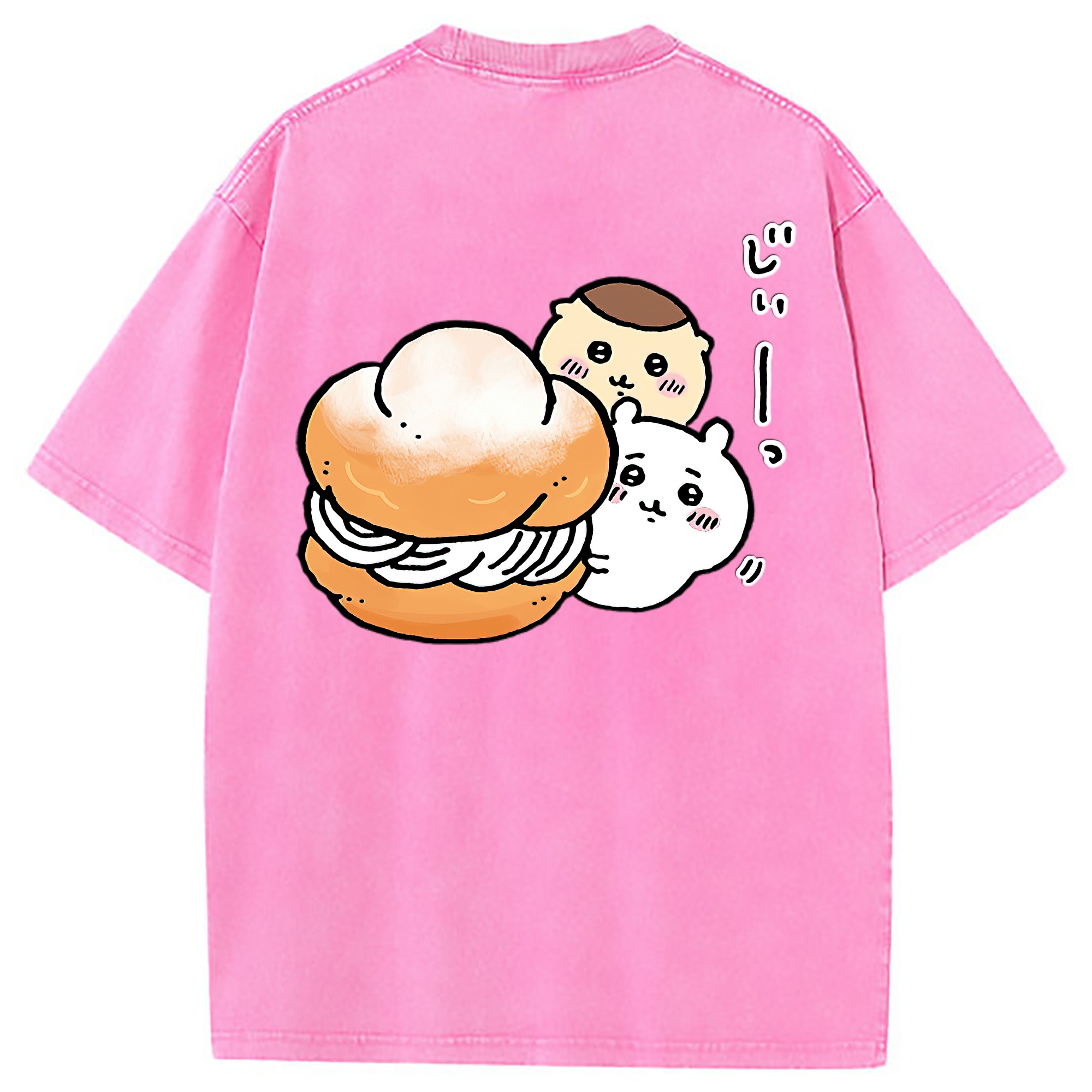 （画像用） ちいかわ くりまんじゅう Chii-kawa kuri manjū 綿100% ヴィンテージ風 半袖Tシャツ（背面プリント）